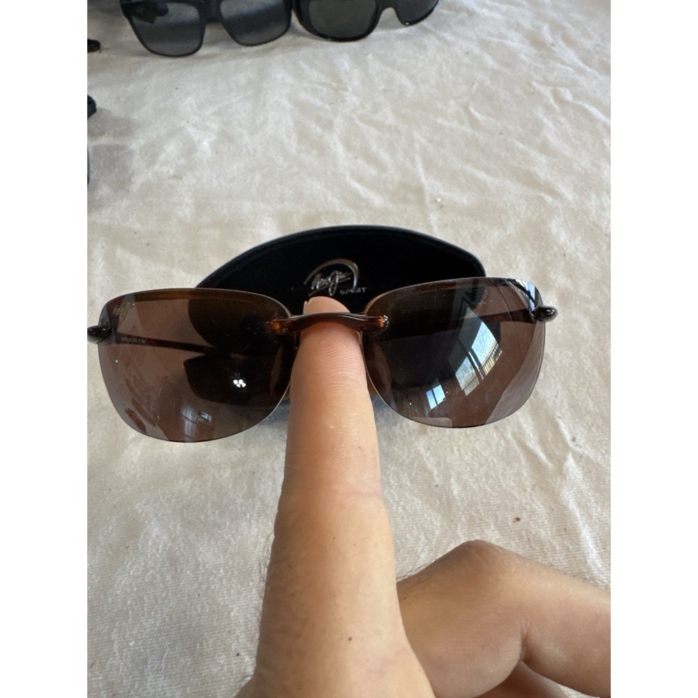 Maui Jim MJ-408-10 Rimless Polarized Sunglasses Brown Lens Japan w/ Case